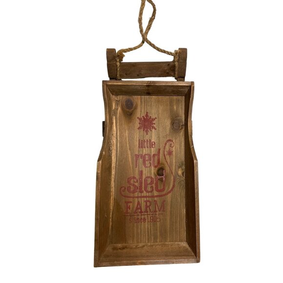 Decorative Wooden Sled Wall Hanging Little Red Sled Farm Sign With Rope 11" x 8" - Picture 1 of 12